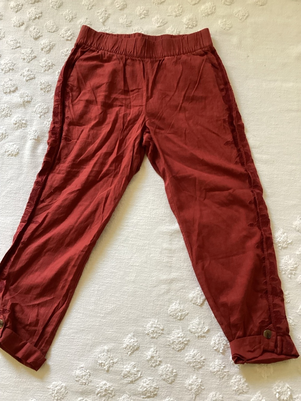 Soft Surroundings button ankle linen cotton blend pants SZ M